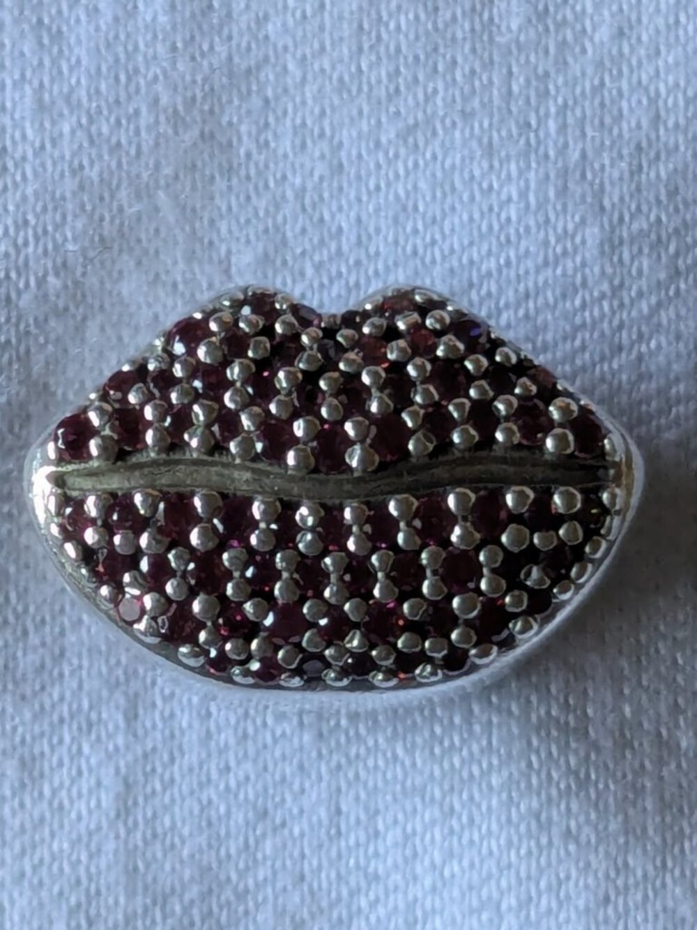 Pandora Red Pavé Emoji Lips 'Kiss More' Charm (Retired)